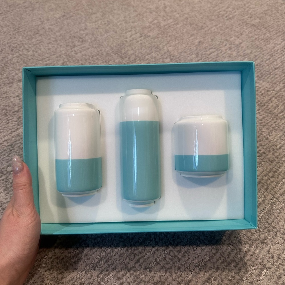 Tiffany & Co Porcelain Colorblock Vases - Set of 3